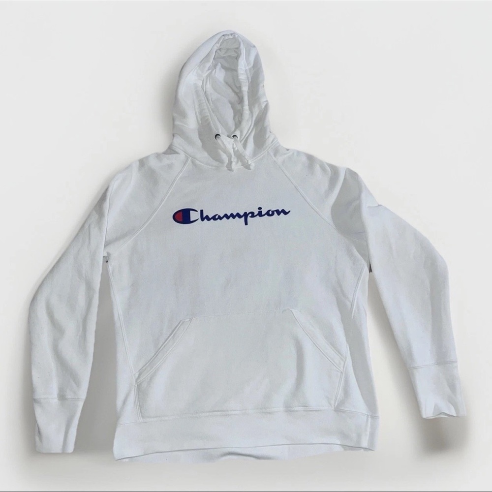 Champion Light weight Hoodie Sweatshirt mens size Medium White 100% Cotton